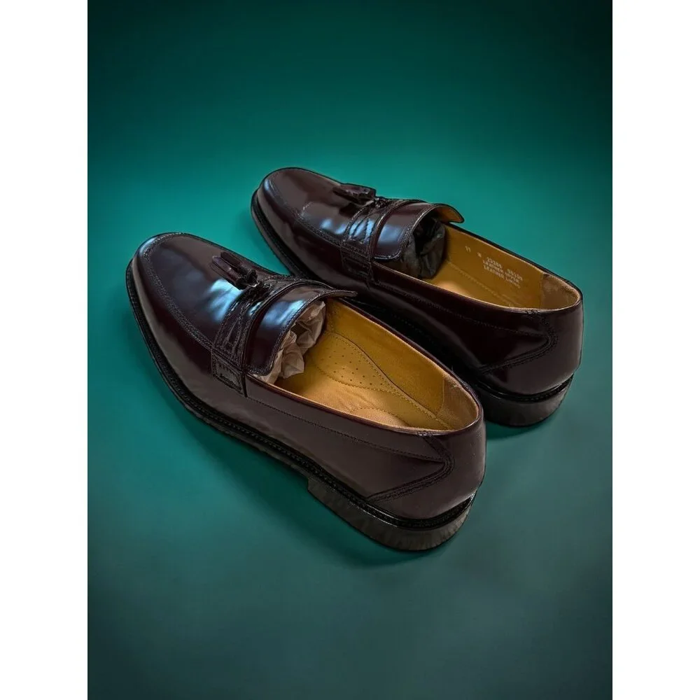 Bostonian Longford Tassel Loafers Burgundy Leather 11M New - Picture 4 of 12